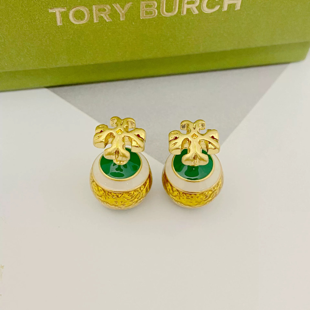 Tory Burch Enamel Letter Earrings Two Way Metal Stud